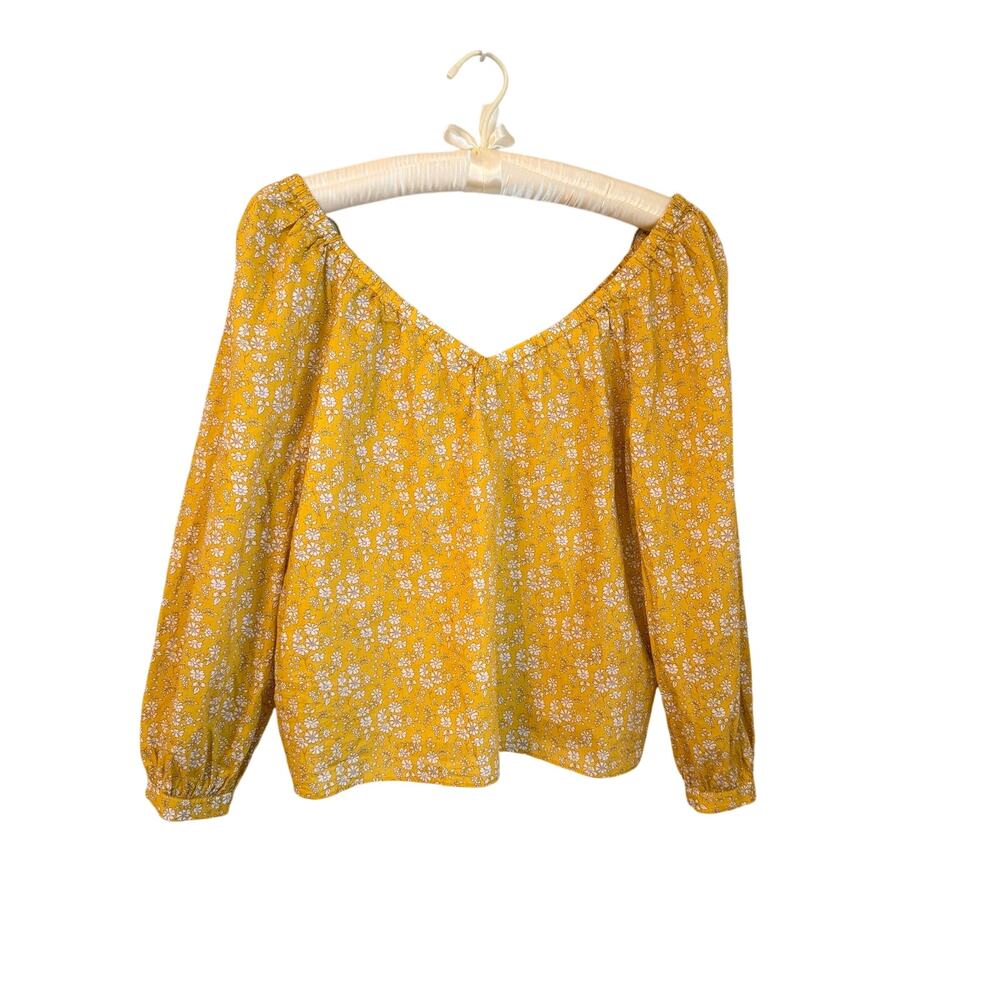 J.Crew Liberty Fabric Floral Puff Sleeve Blouse Yellow Size Small